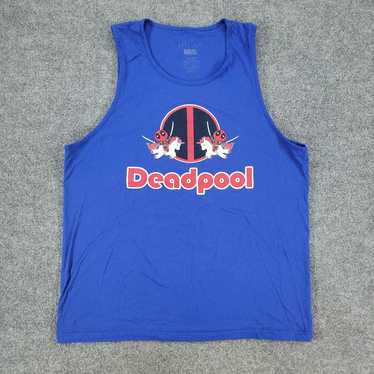 Vintage Marvel Tank Top Shirt Mens XL Blue Deadpo… - image 1