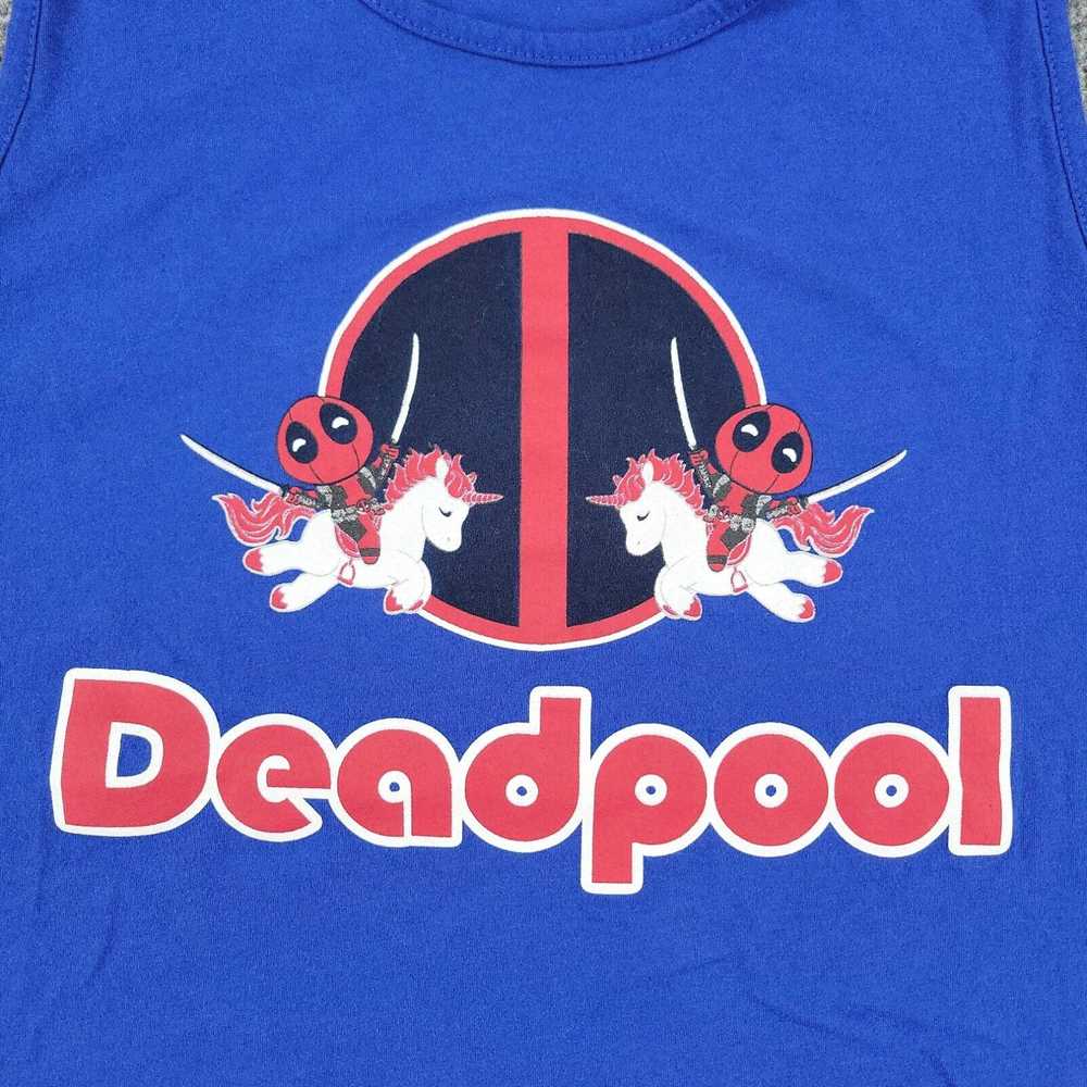 Vintage Marvel Tank Top Shirt Mens XL Blue Deadpo… - image 2