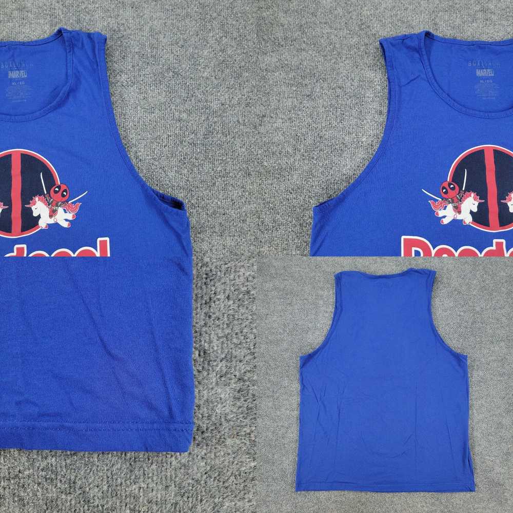 Vintage Marvel Tank Top Shirt Mens XL Blue Deadpo… - image 4