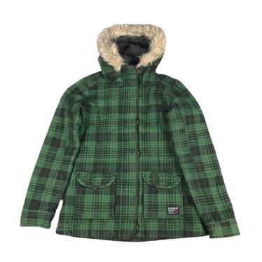 Japanese Brand KISSMARK CHECK FUR HOODIES JACKET - image 1