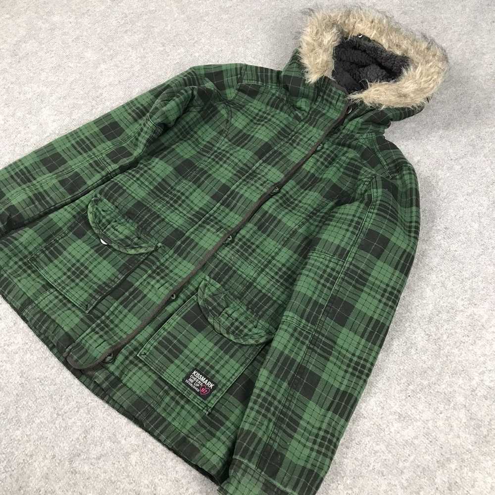 Japanese Brand KISSMARK CHECK FUR HOODIES JACKET - image 5