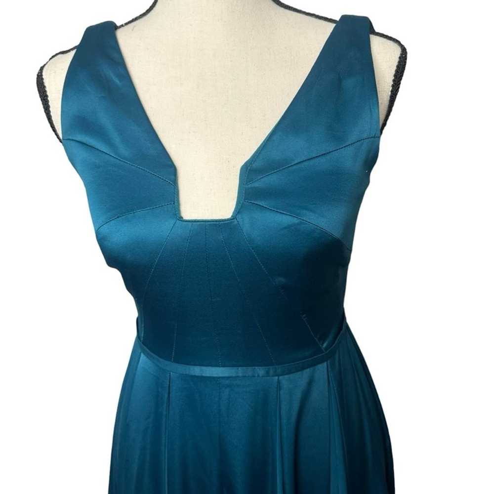 HALSTON Heritage Teal Twirl Satin Gown Dress US S… - image 3