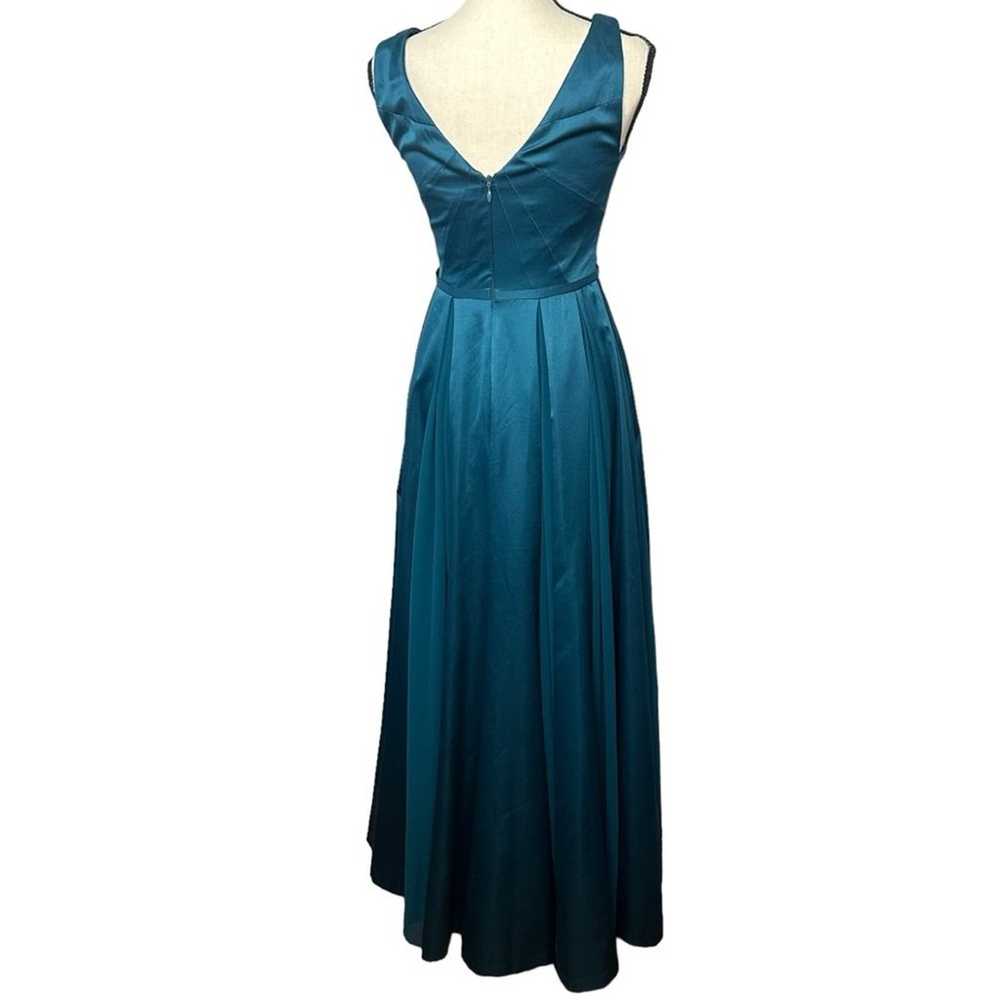 HALSTON Heritage Teal Twirl Satin Gown Dress US S… - image 4