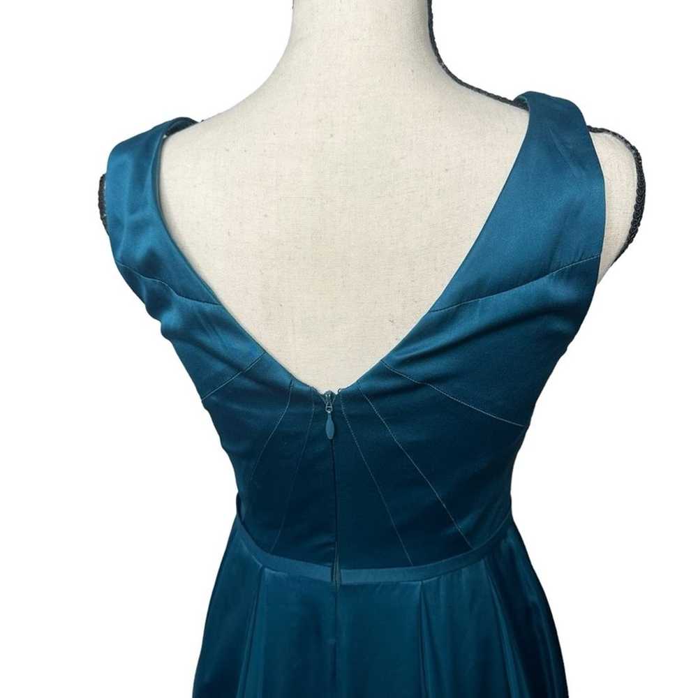 HALSTON Heritage Teal Twirl Satin Gown Dress US S… - image 5