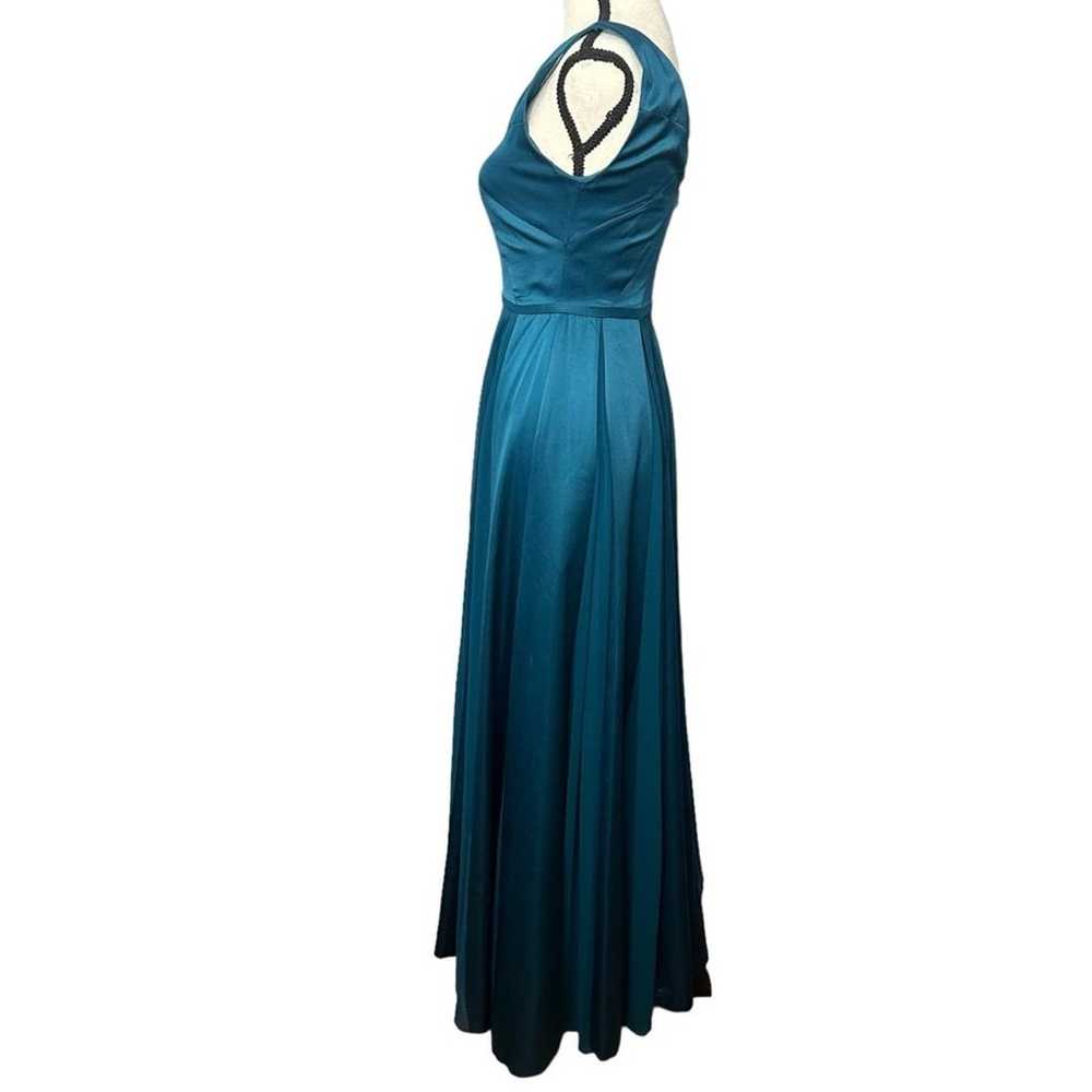 HALSTON Heritage Teal Twirl Satin Gown Dress US S… - image 6