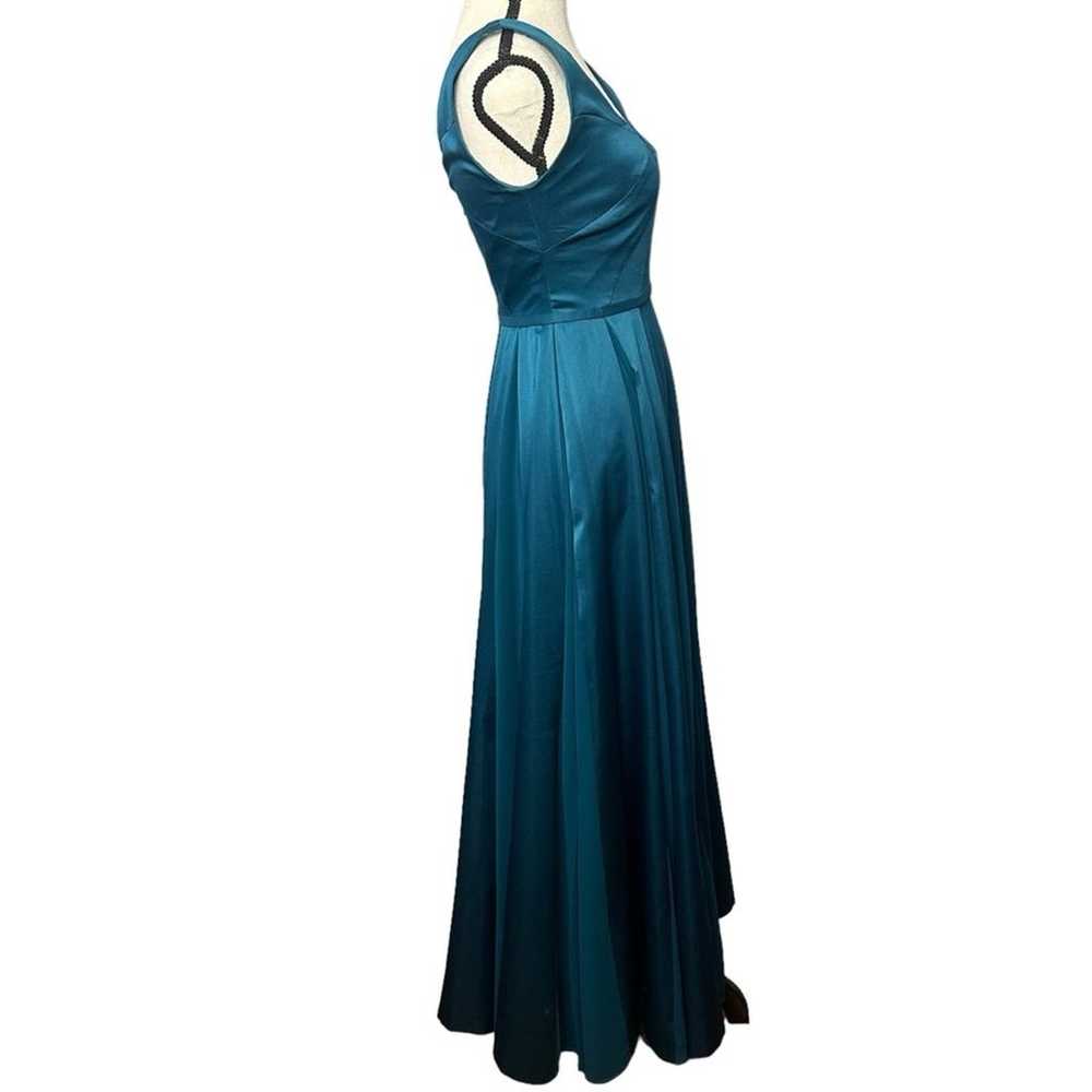 HALSTON Heritage Teal Twirl Satin Gown Dress US S… - image 7