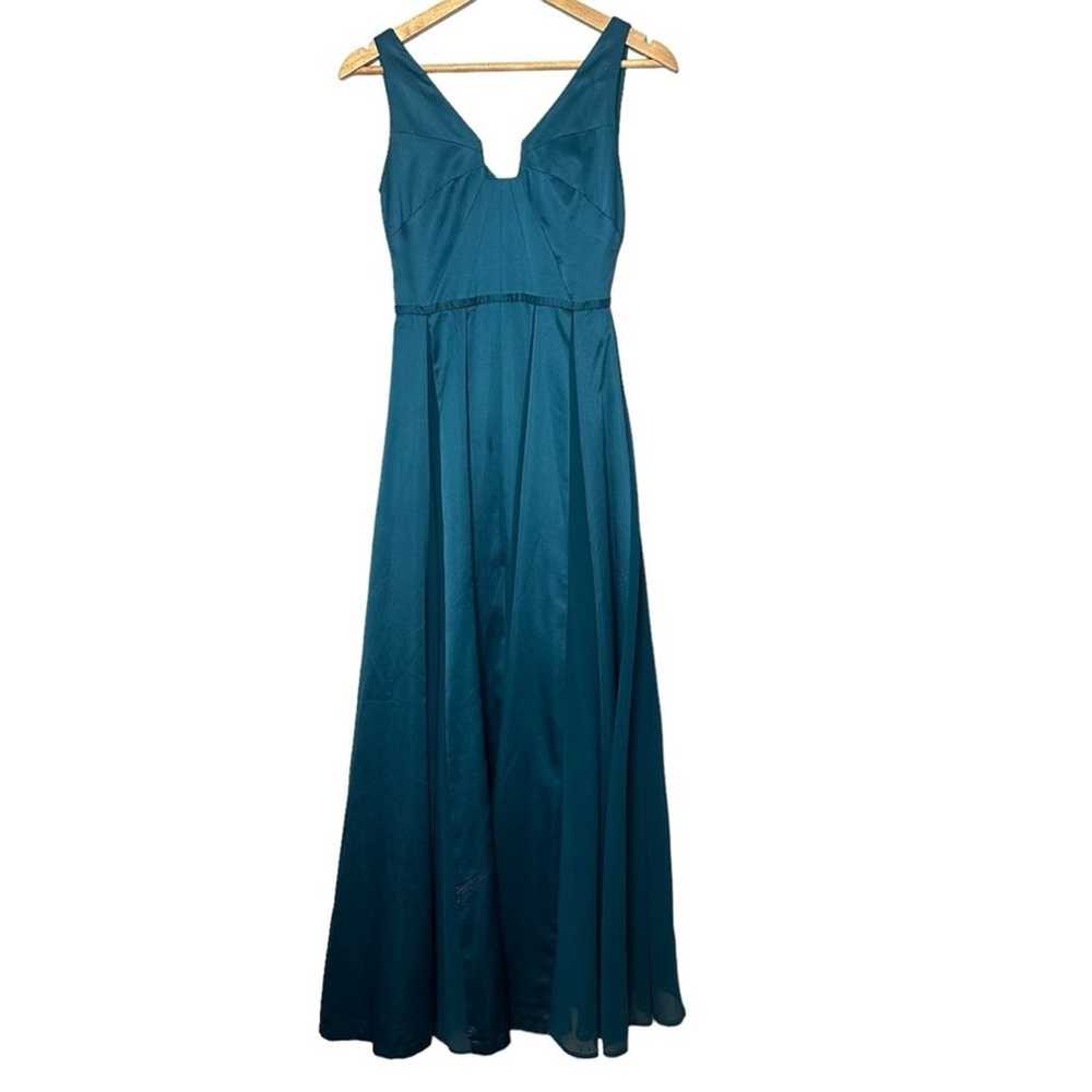 HALSTON Heritage Teal Twirl Satin Gown Dress US S… - image 9
