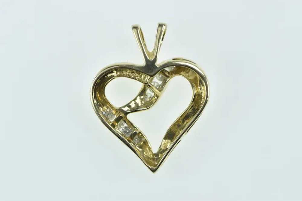 14K Classic Diamond Vintage Heart Love Symbol Pen… - image 3