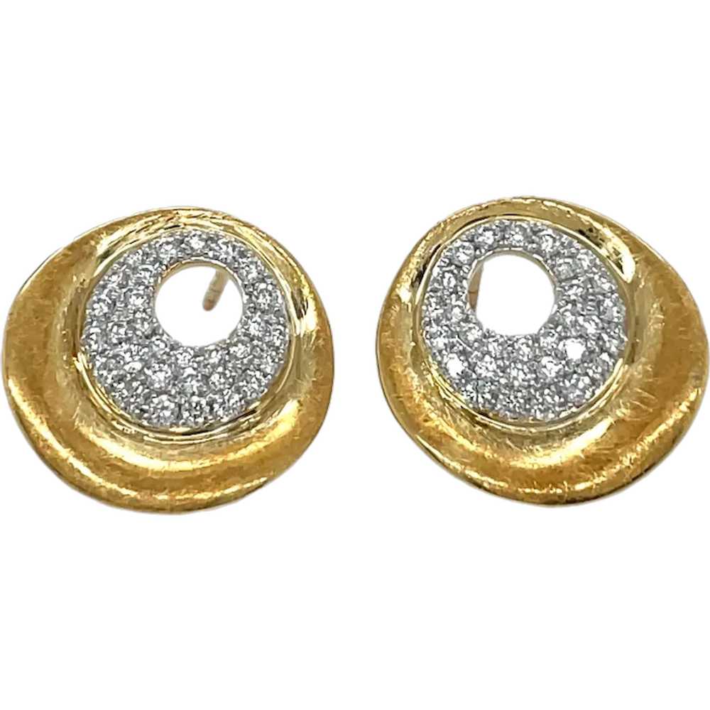 18K Yellow Gold Diamond Earring - image 1