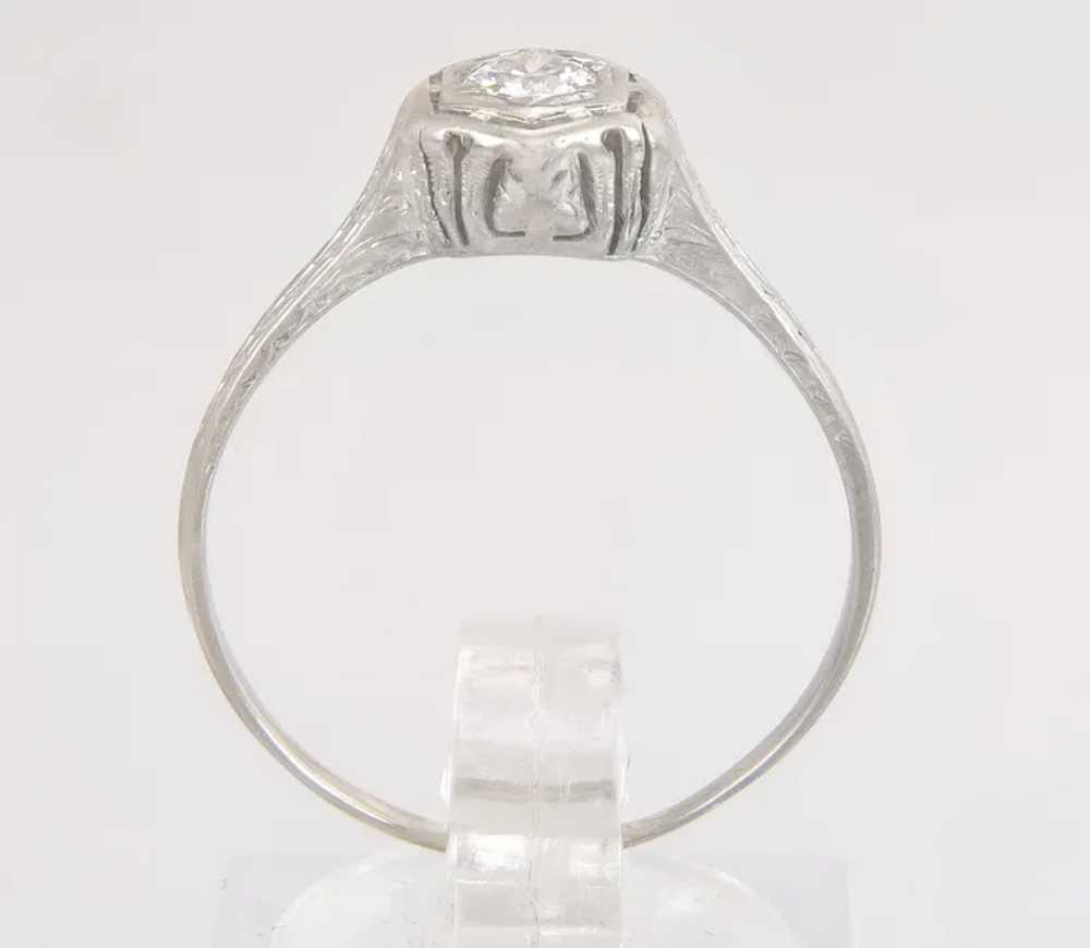 Antique .20ct Genuine Diamond 14K White Gold Art … - image 3