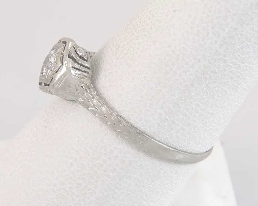 Antique .20ct Genuine Diamond 14K White Gold Art … - image 4