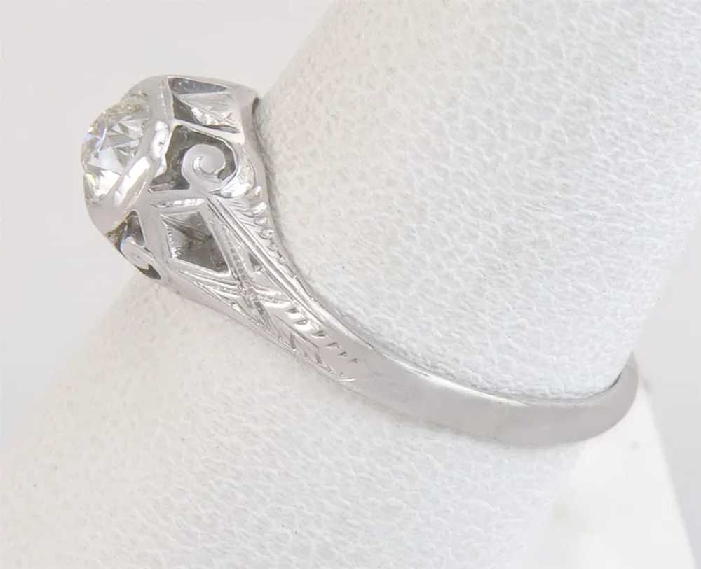 Antique .37ct Genuine Diamond 18K White Gold Art … - image 3