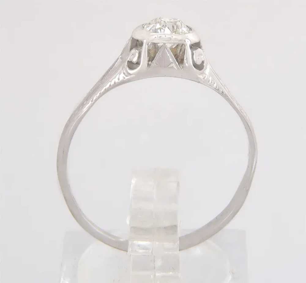 Antique .37ct Genuine Diamond 18K White Gold Art … - image 4