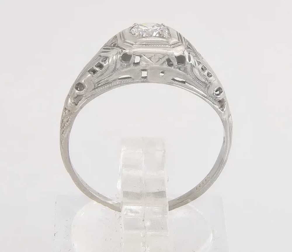 Antique Art Deco .22ct Diamond 18K White Gold Flo… - image 3