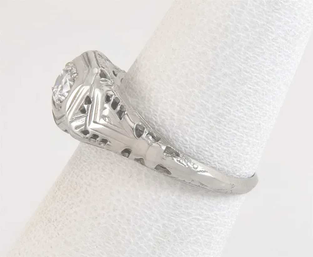 Antique Art Deco .22ct Diamond 18K White Gold Flo… - image 4