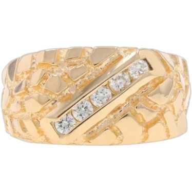 Yellow Gold Diamond Men's Ring - 14k Round Brillia