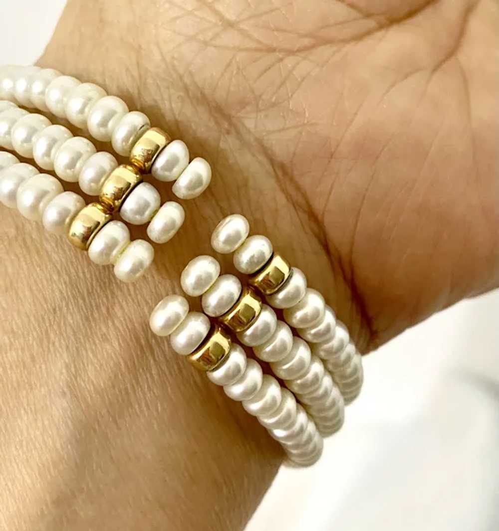 Vintage Genuine Cultured Fresh water Pearls Cuff … - image 4