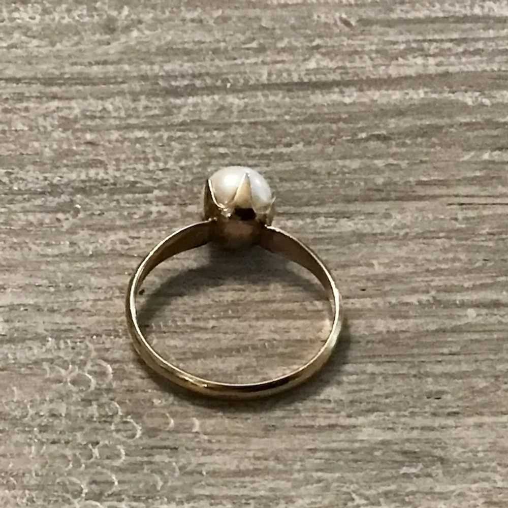 10K Gold Filled Faux Pearl Ring Size 7 1/2 - image 4