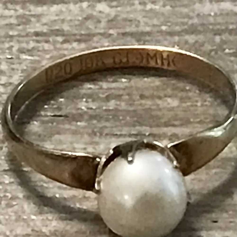 10K Gold Filled Faux Pearl Ring Size 7 1/2 - image 5