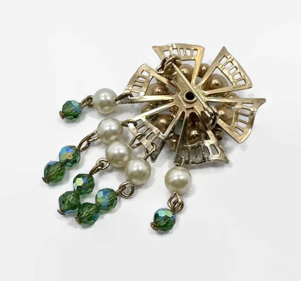 Rhinestone Brooch, Green Rhinestone, Clear, MCM, … - image 4