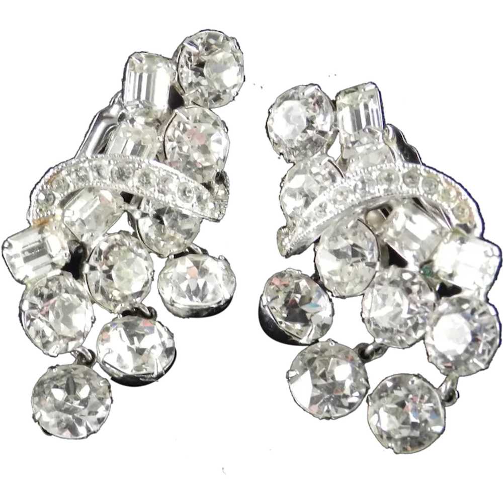 Eisenberg Dentelle Faceted Rhinestone Dangle Earr… - image 1