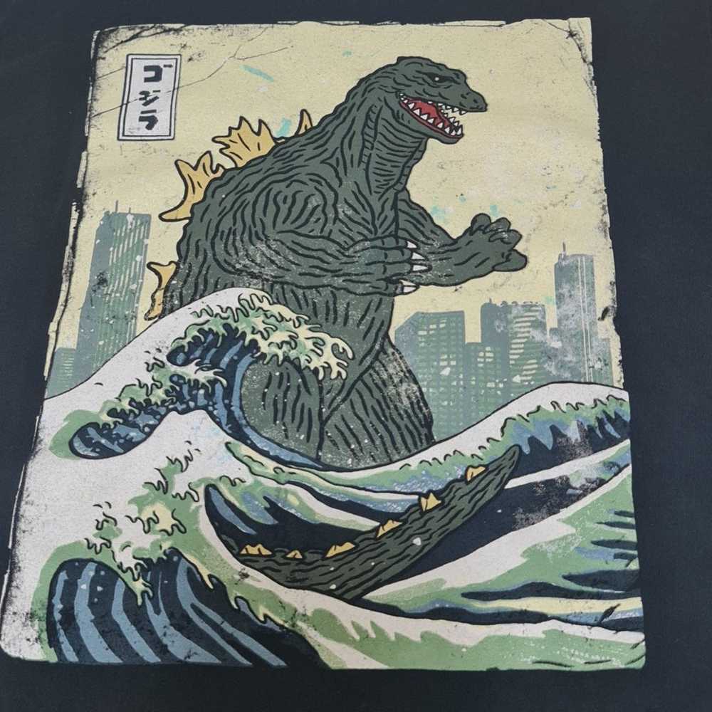 Godzilla T-shirt Men's Medium Black Japanese Writ… - image 1