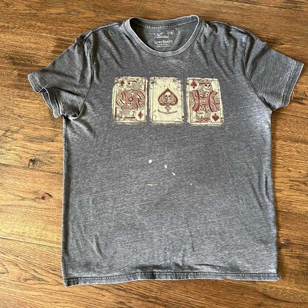 Vintage lucky brand lucky jeans tee shirt cards g… - image 1