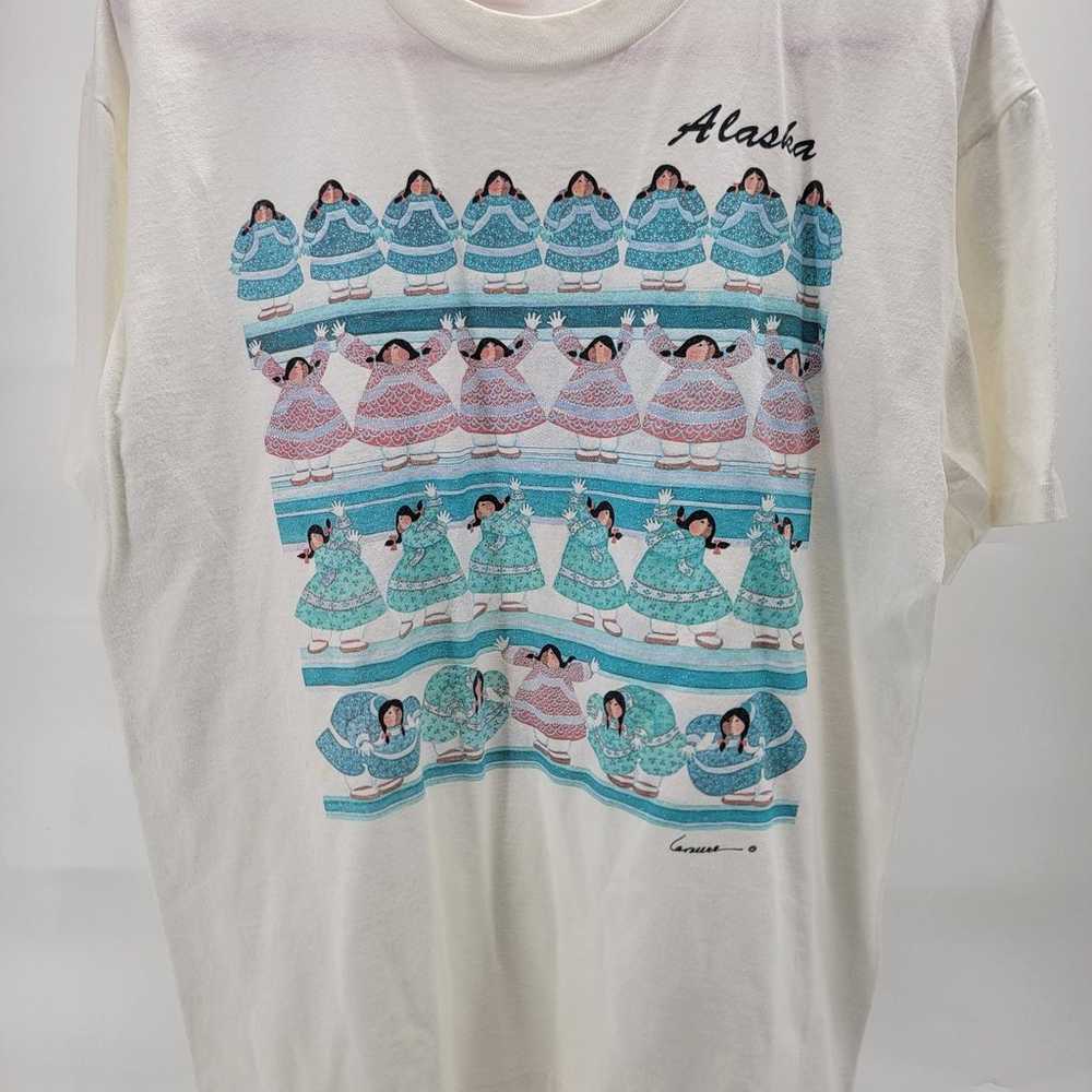 Vintage Alaska Shirt Mens L White Eskimo Graphic … - image 1