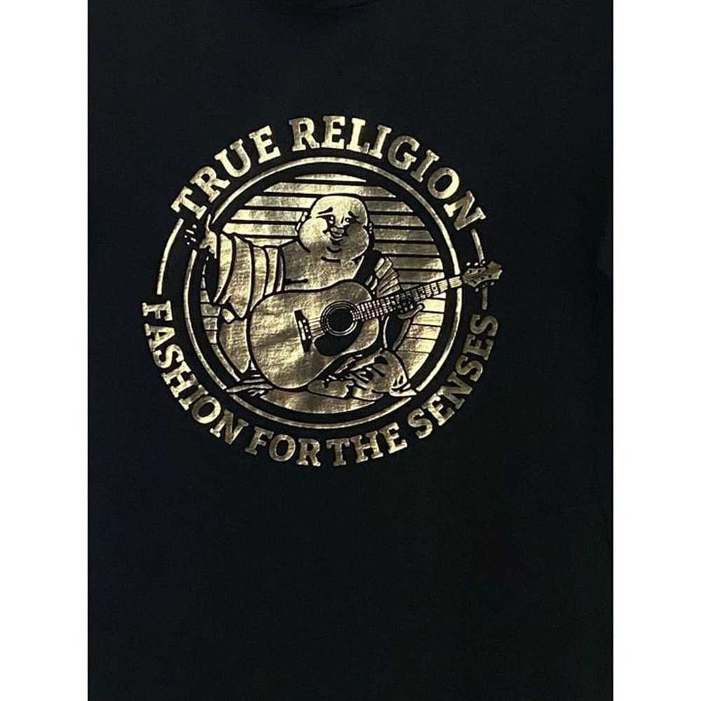 True Religion Black T Shirt Gold Buddha World Tou… - image 2