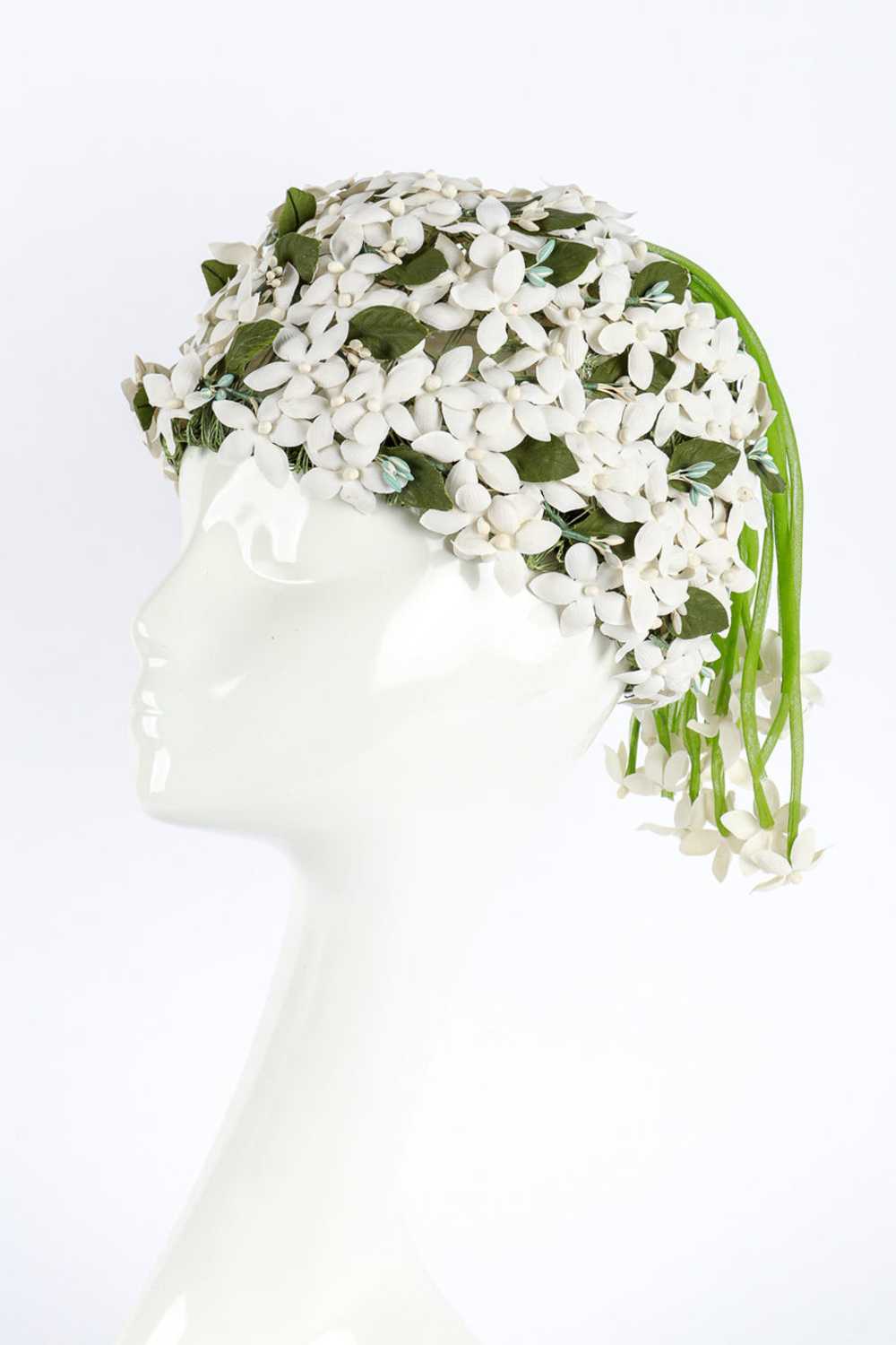 ADOLFO Floral Tarboosh Hat - image 1