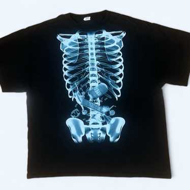VINTAGE Y2K Ribcage skeleton shirt mens 2X