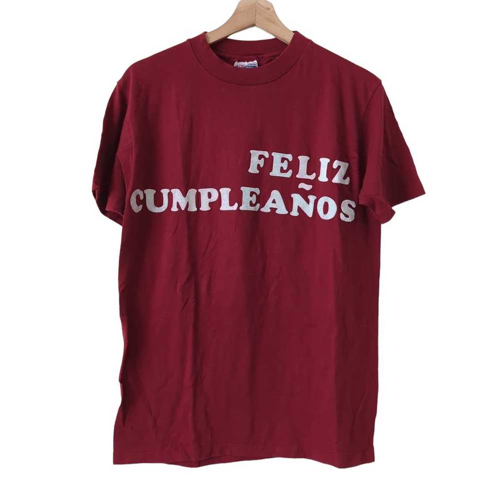 Vintage 80s Feliz Cumpleanos Single Stitch Tee 50… - image 2