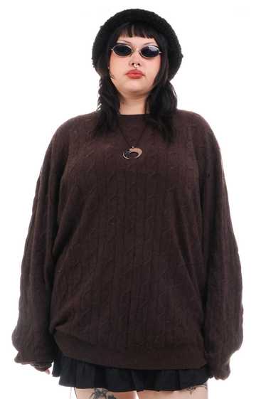 Vintage 90's Brown Cable Cashmere Knit Cozy Sweate