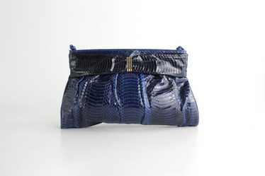 Vintage 1980s Midnight Blue Snakeskin Bag - image 1