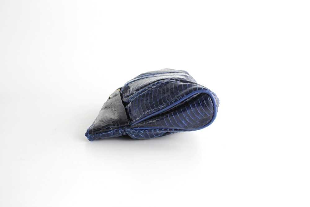 Vintage 1980s Midnight Blue Snakeskin Bag - image 7