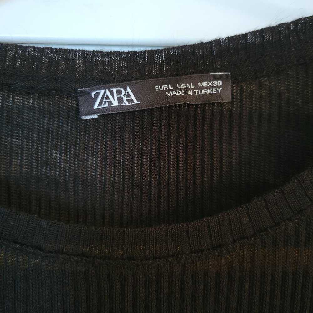 Zara Zara Black Simple Stretch Top Women Size L - image 2