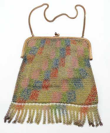 German Art Deco Enamel Dresden Mesh Purse - image 1