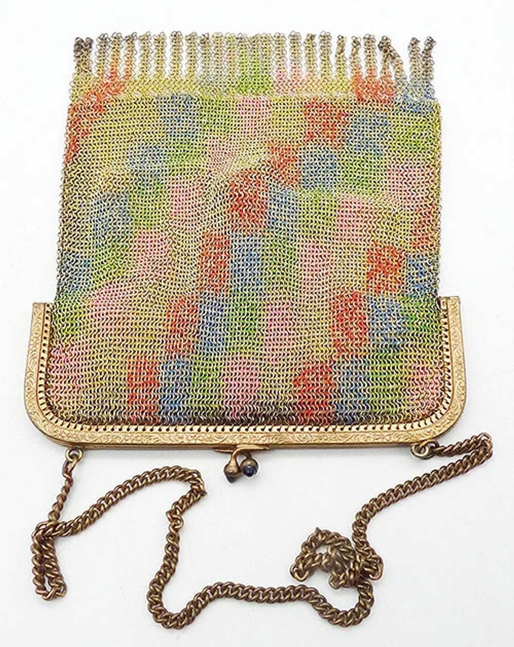 German Art Deco Enamel Dresden Mesh Purse - image 3