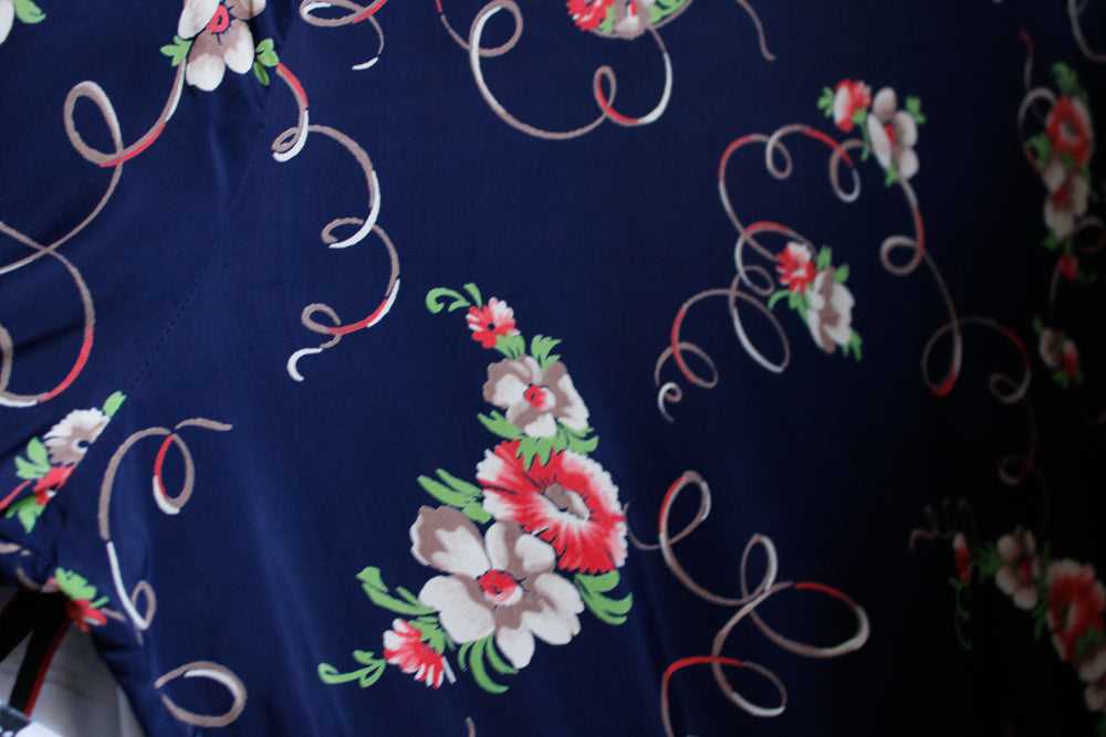 1940s Cold Rayon Floral Dress - Medium - image 12