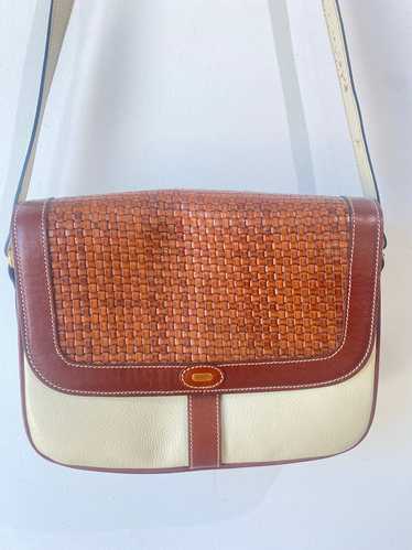 Vintage Bally Cream & Brown Leather Woven Purse