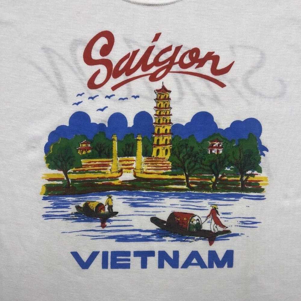 VINTAGE 60s Saigon Vietnam Asia Art Shirt Large M… - image 3