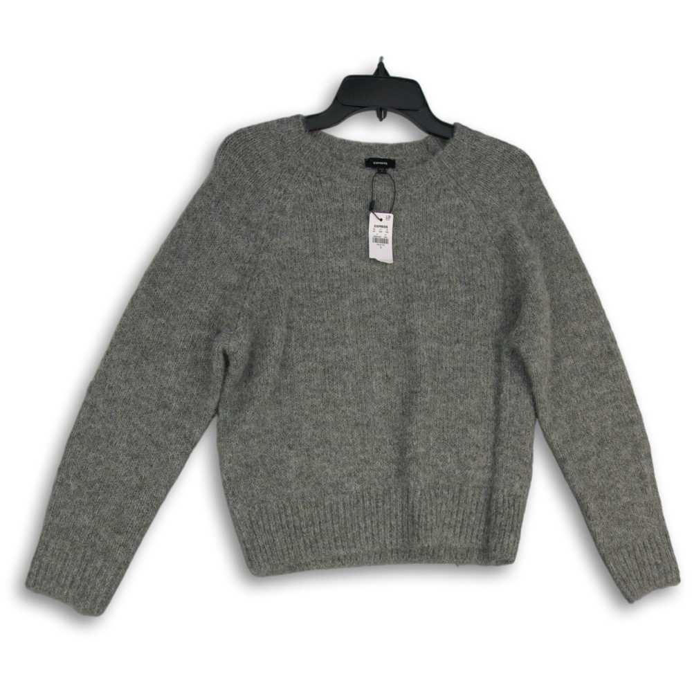 NWT Express Womens Gray Knitted Round Neck Long S… - image 1