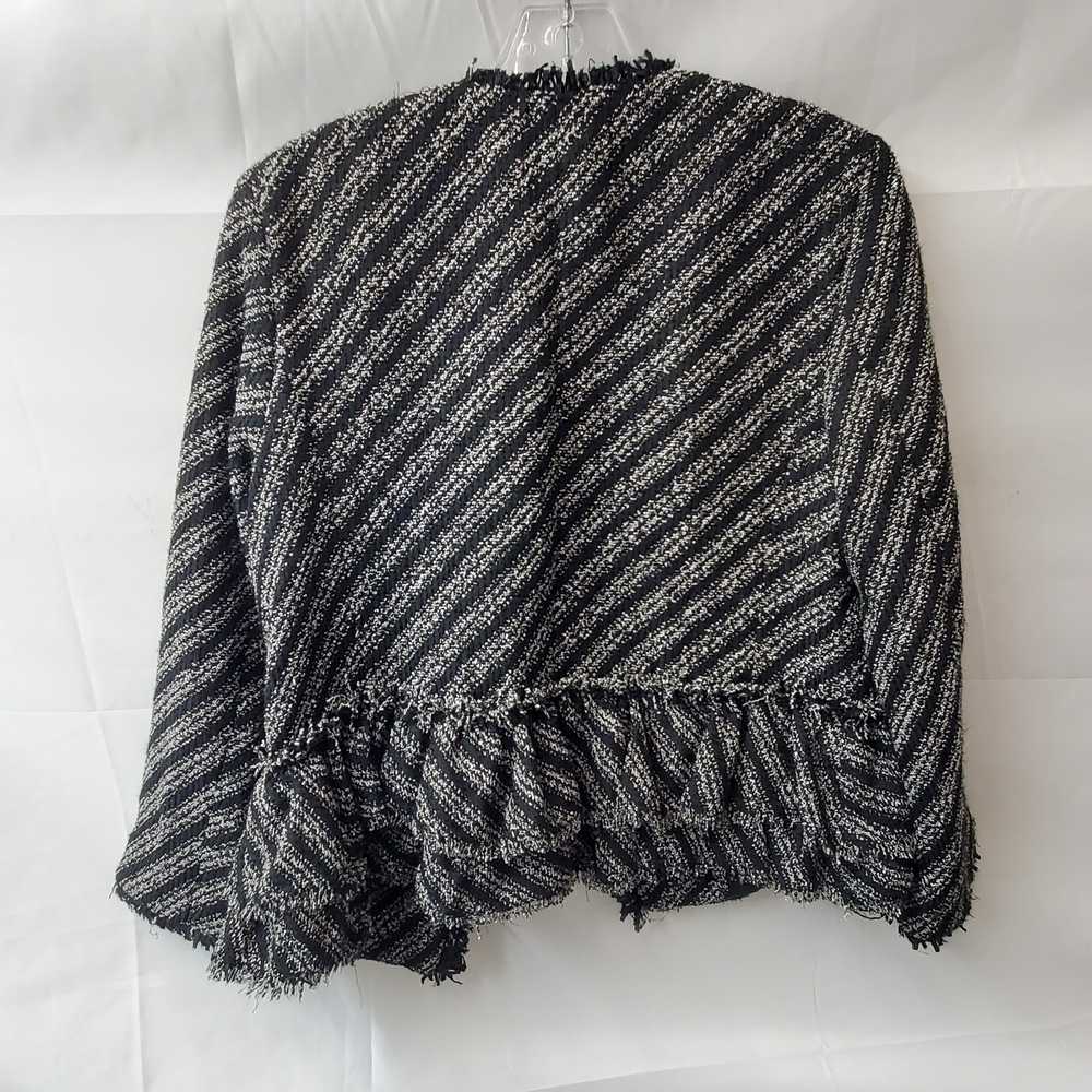 Ann Taylor Black & White Tweed Knit Fringe Ruffle… - image 2