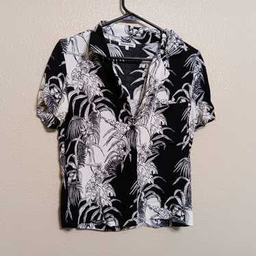 Reformation Black White Floral Button Front Shirt 