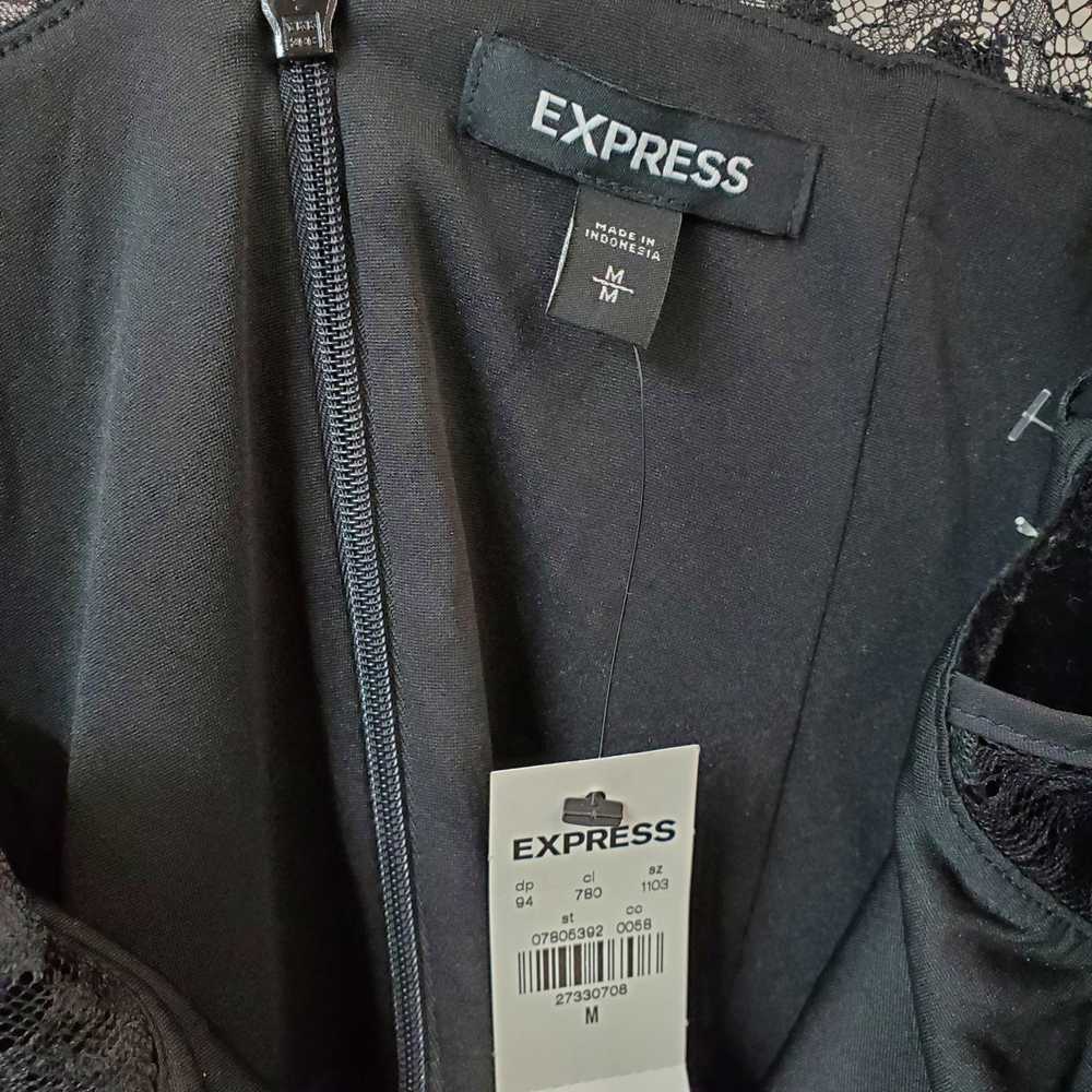 Express Black Velvet Lace Dress Size Medium with … - image 3
