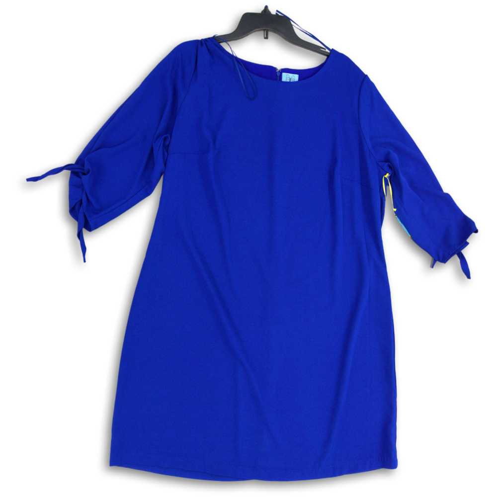 NWT CeCe Womens Blue Round Neck 3/4 Sleeve Back Z… - image 1