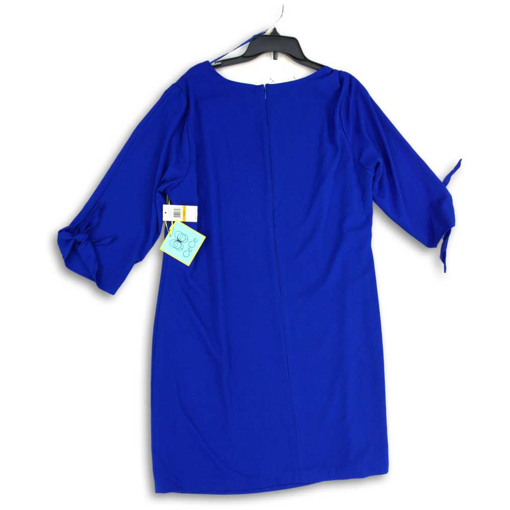 NWT CeCe Womens Blue Round Neck 3/4 Sleeve Back Z… - image 2