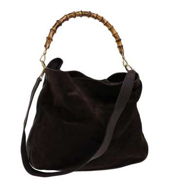 Gucci GUCCI Bamboo Hand Bag Suede 2way Black 001 … - image 1