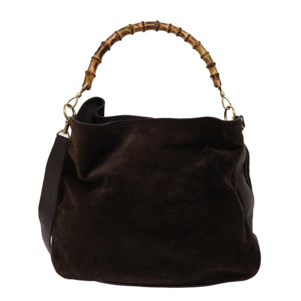 Gucci GUCCI Bamboo Hand Bag Suede 2way Black 001 … - image 2