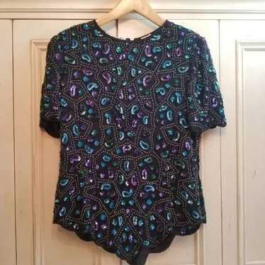 Silk Beaded Sequin Top